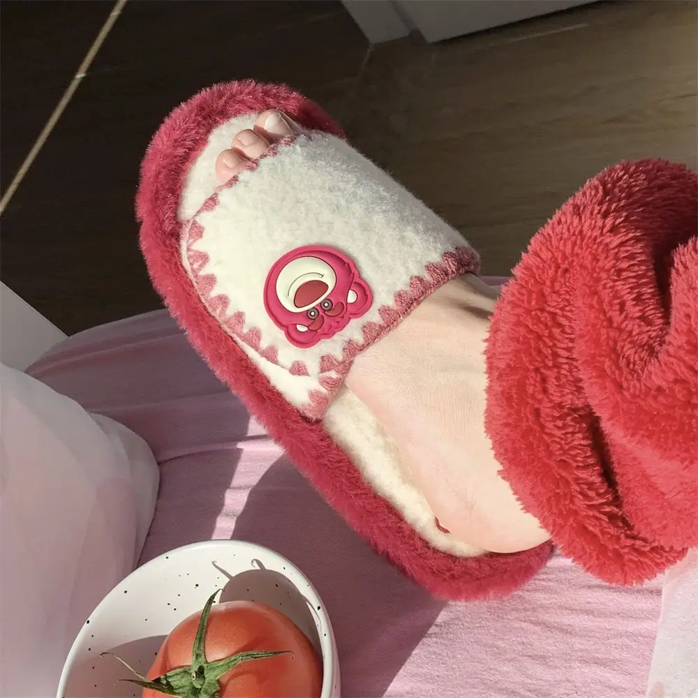 Anime Cartoon Disney Lotso Marie Cat Cotton Slippers Sweet Cute Girl Indoor Home Shoes Autumn Winter Leisure Slippers