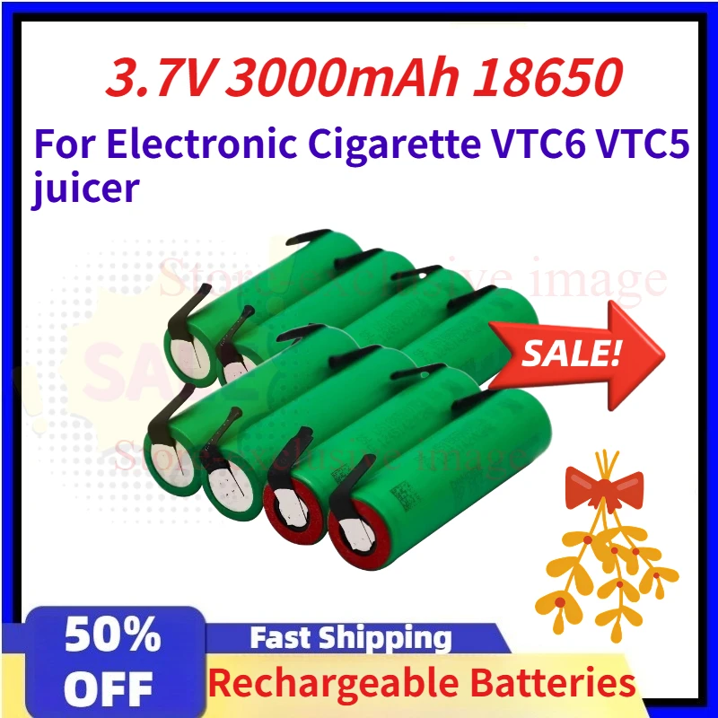 

3.7V 3000mAh 18650 Lithium Battery for Electronic Cigarette VTC6 VTC5 juicer High-Performance Portable Rechargeable Battery