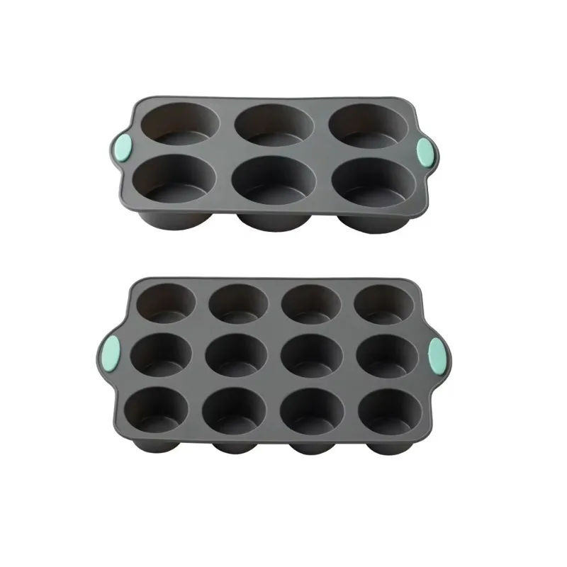12-Piece household silicone baking tool 3D 6-hole 12-hole cake mold with muffin cup mold for frosting candy packaging cake tool