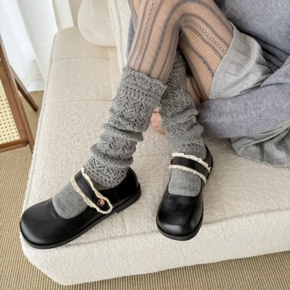 

Simple Y2k JK Calf Long Socks Lolita Hollow Out Balletcore Stockings Leg Warmers Sweet Mid-tube Stocking Women