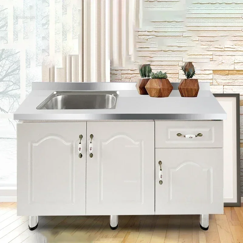 

Modern Stainless Steel Kitchen Sinks Cabinet Dishwashing Sink Home Kitchen Cabinet Multi-functional Floor-standing Washing Sinks