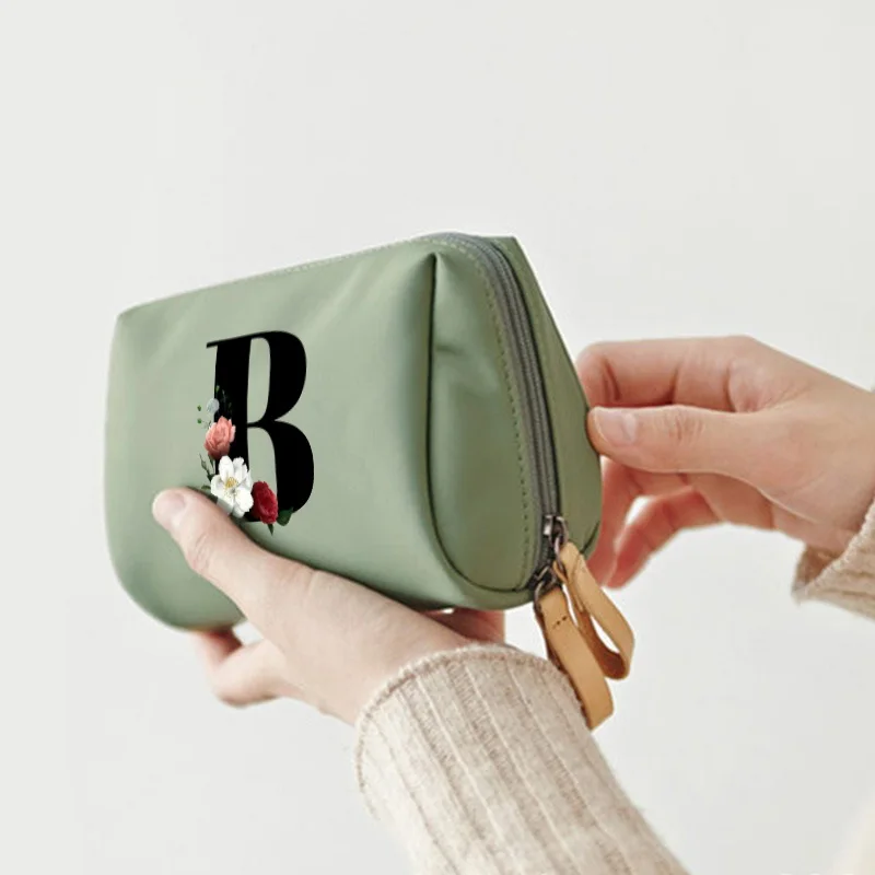 حقيبة مكياج من الكتان بسعة كبيرة ، حقيبة تخزين متعددة الوظائف ، حقيبة يد نسائية ، حقيبة كتان مطبوعة بحروف 26