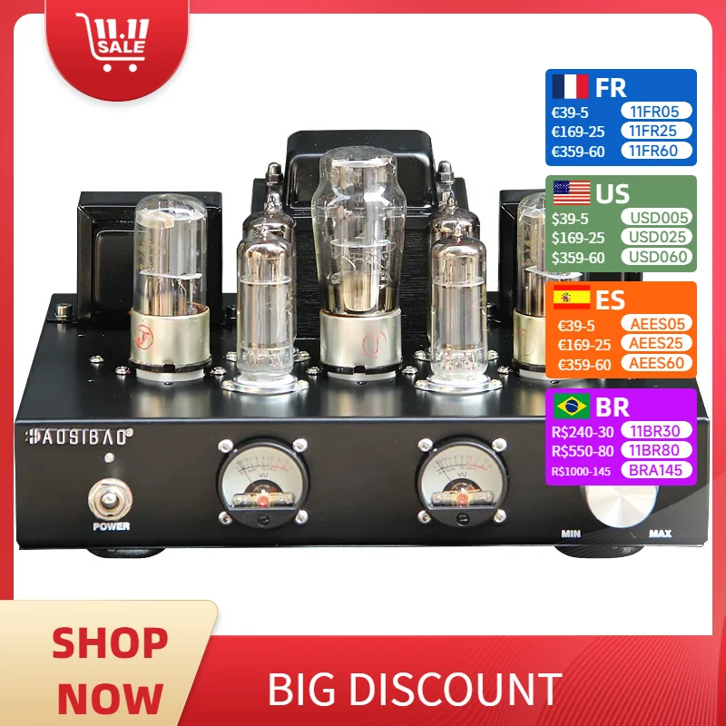 Audiophile 6P1 Tube Power Amplifier Class A Single-ended Parallel High-power HIFI Power Amplifier Retro Tube Power Amplifier