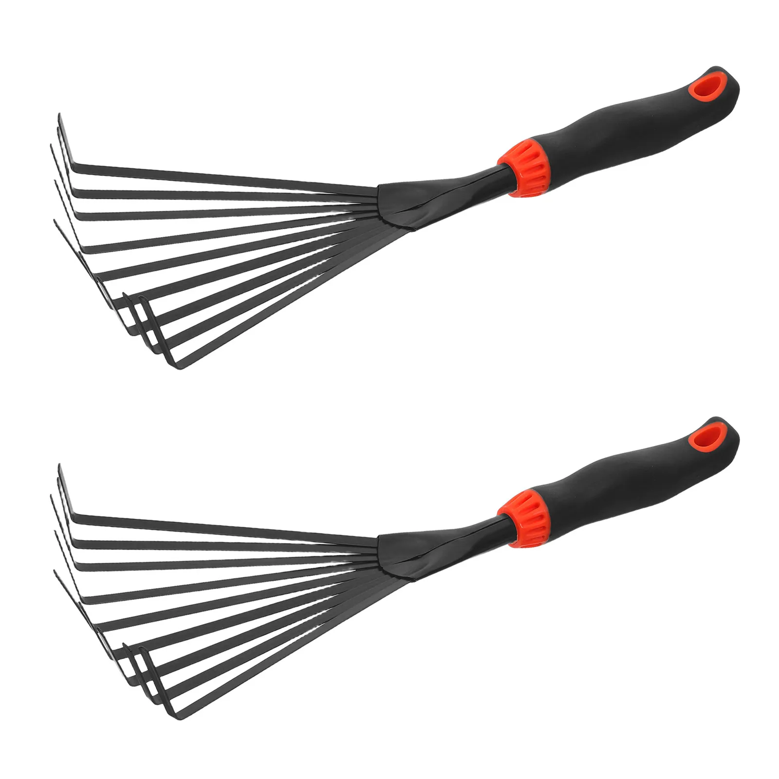 2Pcs Garden Rake Fine Tooth Steel Handle Multi Purpose Leaf Rake for Yard Lawn Shrub Clearing Debris Cleanup Efficient Gardening