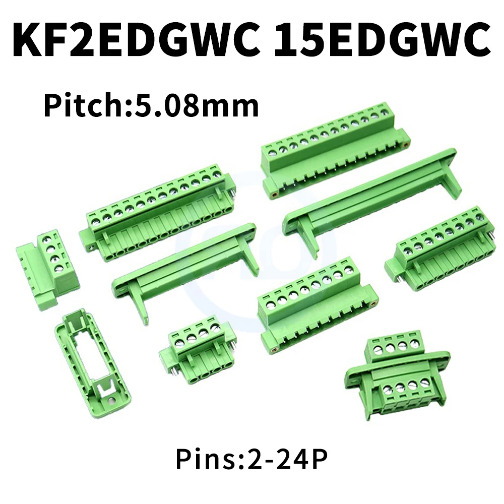 

(10Sets) KF2EDGRKP + 2EDGWC + 2EDGKM 5.08mm Bulkhead Solderless Butt Plug-In Terminal with Flange JM 15EDGWC Complete Set Frames