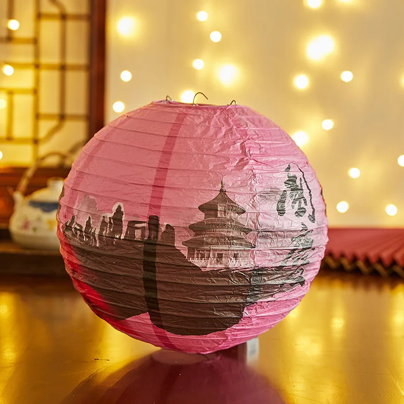 

Classical Flower Letter Printed Festival Lantern Hanging Fu Character Chinese Lantern Retro Antique Paper Lantern New Year