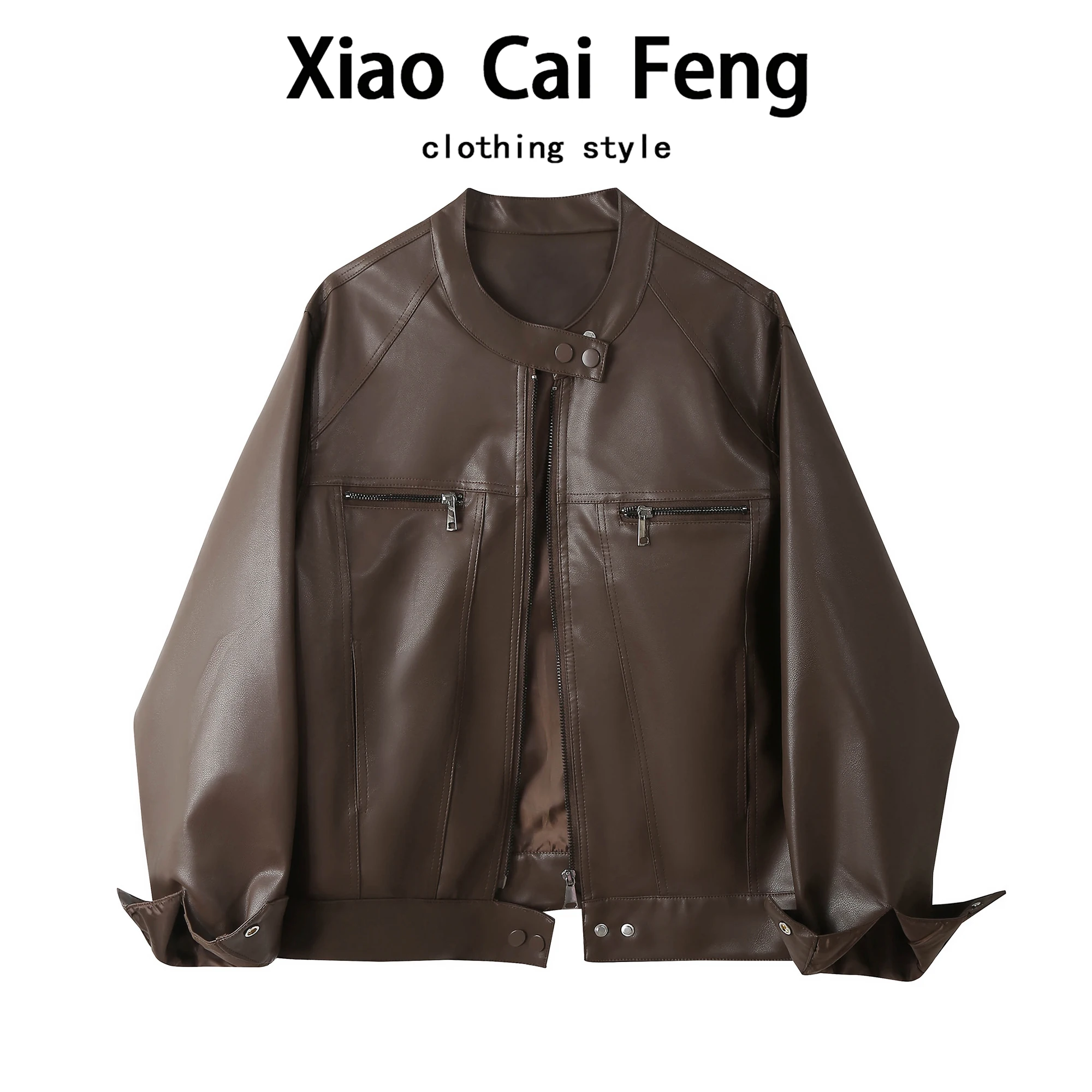 Cool Faionable PU Leather Jaet Women's Loose All-Match Motorcycle Clothes Outerwear Spring Autumn Design Trendy Top