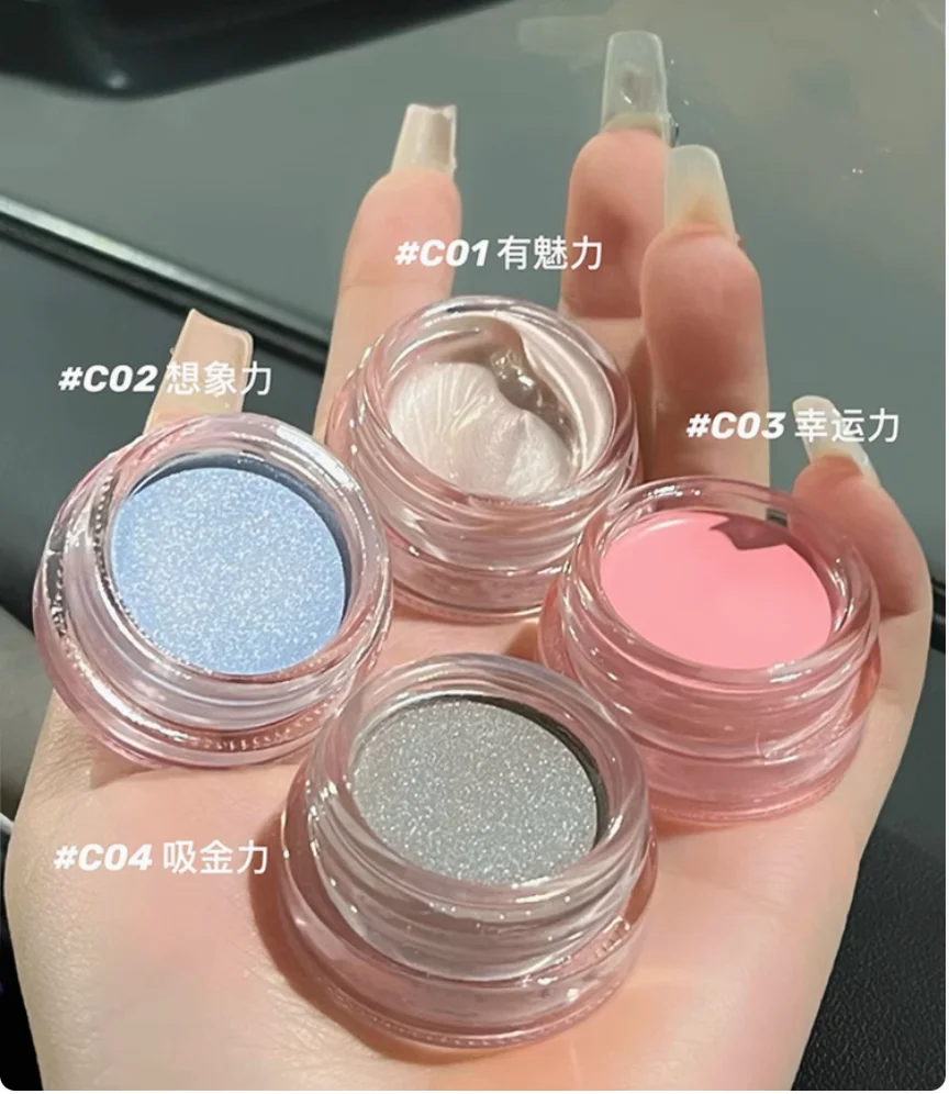 JOOCYEE Ombretto Crema Polvere Rosa portatile Rivestimento sovrapposto trasparente e trasparente Cosmetici per il trucco