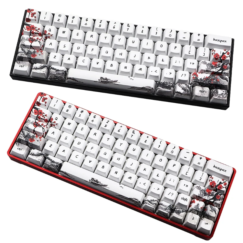 แป้นพิมพ์เครื่องกล Keycaps โปรไฟล์ OEM ที่กำหนดเอง 71 สำหรับ Key Dye Sub KeyCaps Double-shot ใช้งานร่วมกับ Cherry MX GH60 GK61