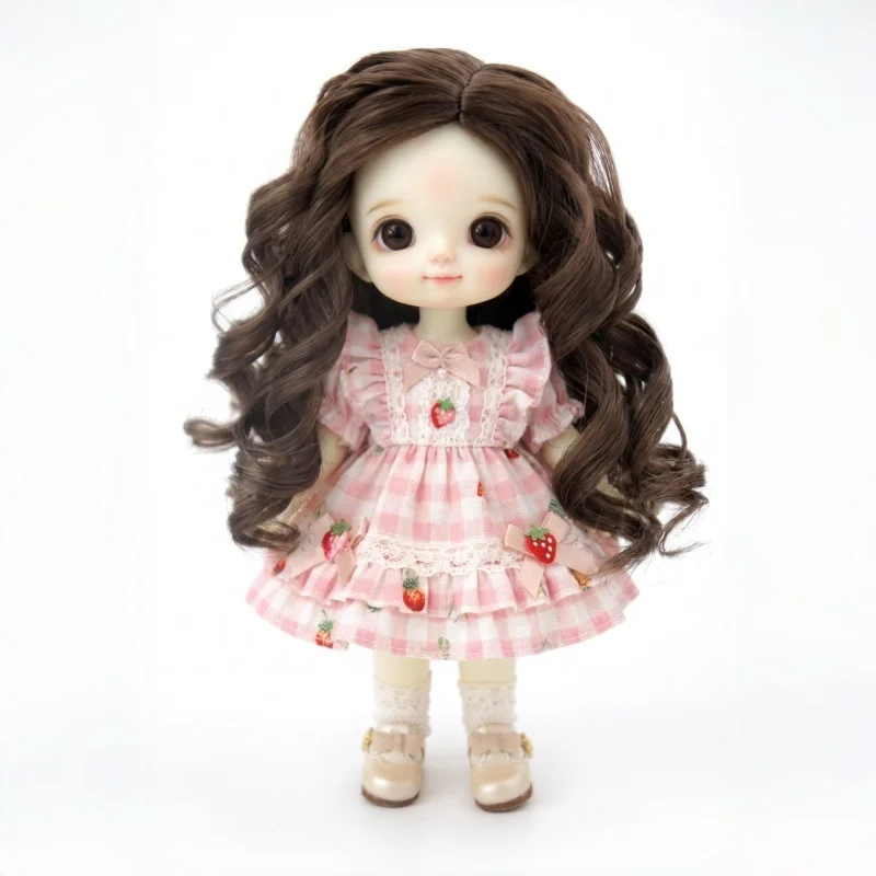 JD340 Lady Roll Curly Girlish Sauvage Synthetic Mohair BJD Wigs 4-5inch 5-6inch 1/12 1/8 Size Lati White for Tiny Doll Accessori