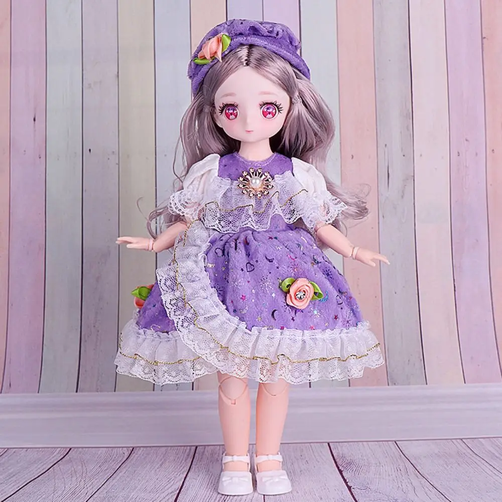 

Set with Clothes 30cm Doll with Clothes Multiple Movable Joints Princess Style 3D Simulated Hinge Doll Pink Eyed Fashion