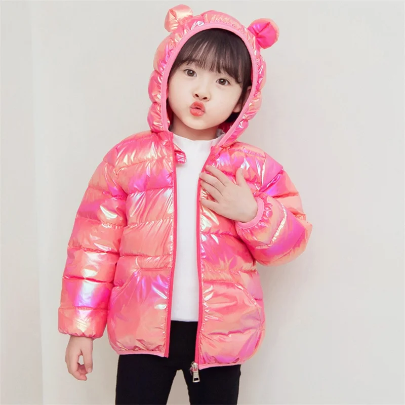 Kids Boys Girls Lightweight Down Jackets Hooded Outerwear Autumn Winter Baby Coats Fashion Sports Casual Clothing For 1-5 Years