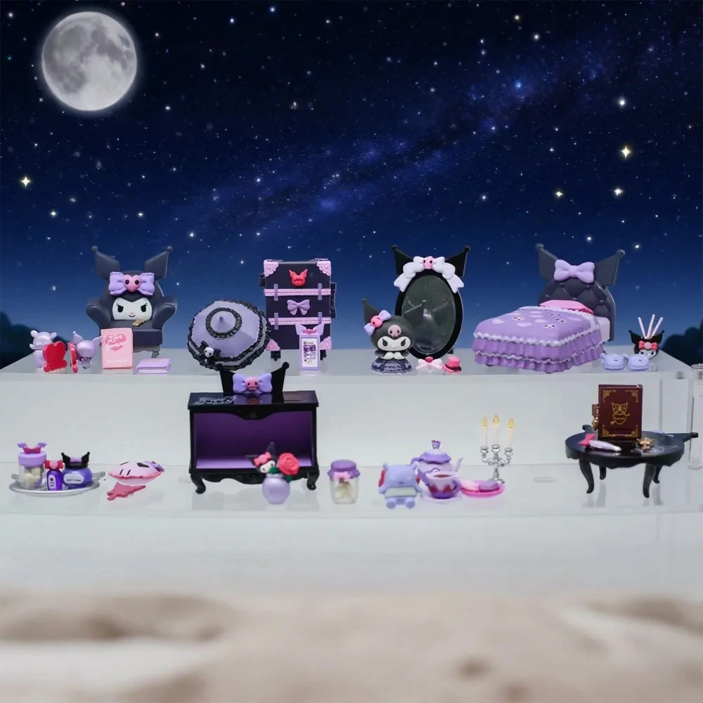 

Kawaii Sanrio Kuromi Gothic Room Cute Miniatures Mystery Blind Box Gifts Toy Model Anime Figure Collect Ornaments