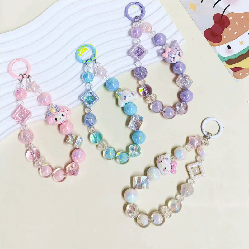 Creative Hello Kitty Mobile Phone Case Short Hanging Chain Wrist Anti-lost Pendant Beaded Ccd Camera Chain Mobile Phone Chain