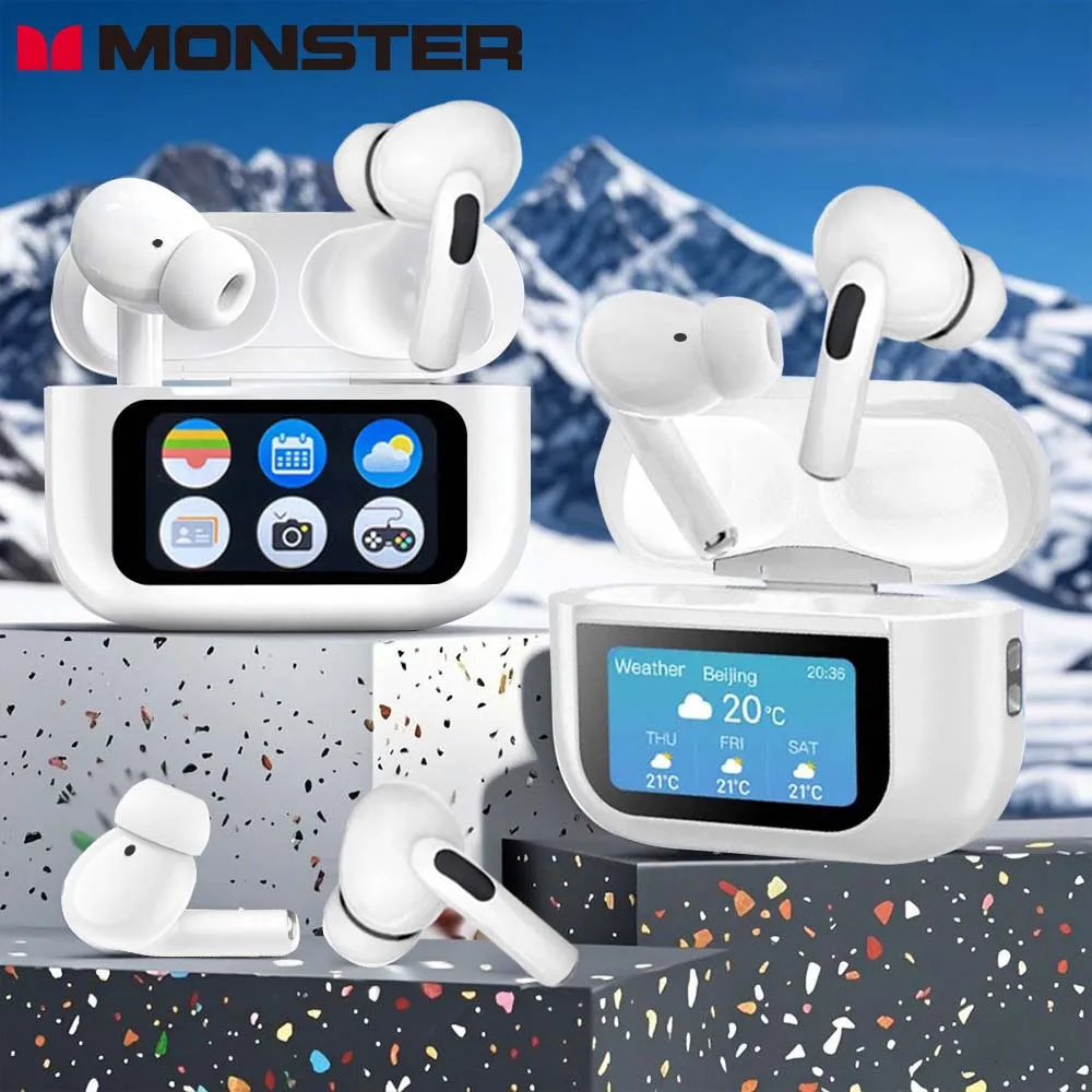 MONSTER Touch Screen Wireless Earphones Bluetooth5.3 TWS Headphones ANC Noise Reduction Earbuds Sports headset HD sound quality