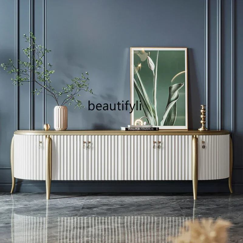 

45cqyAmerican light luxury TV, simple modern home background wall, living room floor cabinet small apartment TV cabinet
