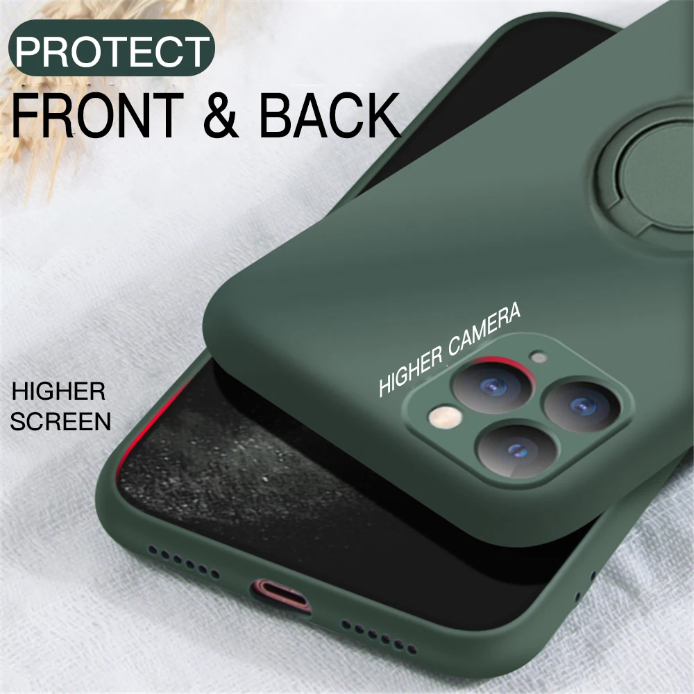 Color Silicone Magnetic Ring Holder Case For iPhone 16 15 14 11 12 13 Pro XS Max XR XS X Plus Soft Stand Finger Cover