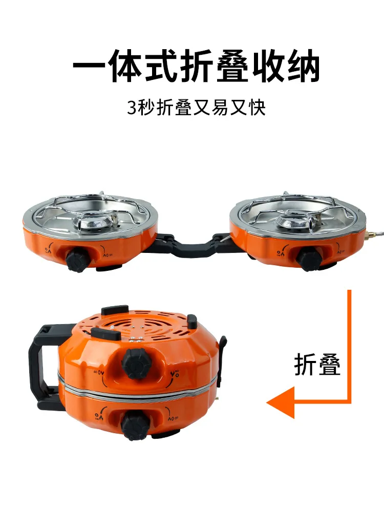 Camping Cassette Stove, Dual-Burner Stove, Separate-Piece Folding Outdoor Stove, Picnic Cookware, Gas Stove, Barbecue Grill