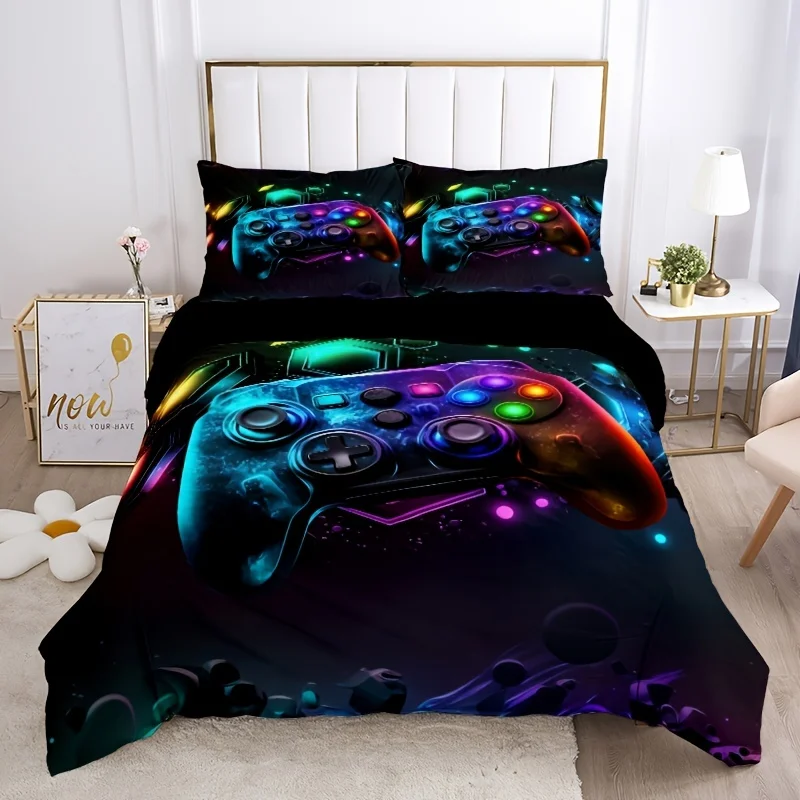 

Fashion Cool Duvet Cover Set Colorful Gamepad Print Bedding Set Soft Comfortable Breathable Duvet Cover For Bedroom Guest Room