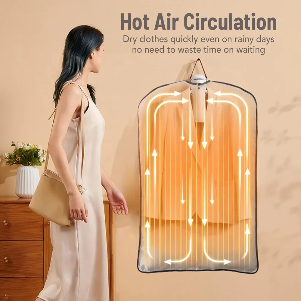 Electric Portable Dryer for Clothes - Mini Clothes Dryer with Shoe Drying Attachment, Foldable Drying Rack, Super-Quiet Motor, T