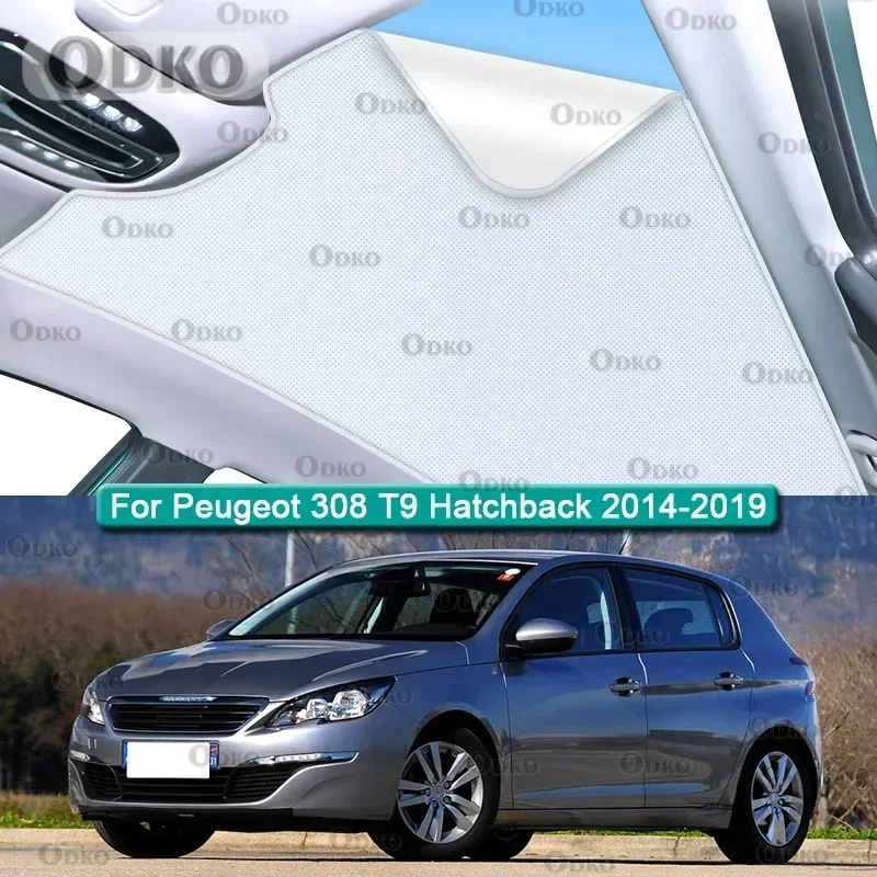 

Солнцезащитный козырек на крышу автомобиля для Peugeot 308 T9 хэтчбек 2014-2019, электростатическая адсорбция, солнцезащитный козырек на крыше, слепая наклейка с затенением