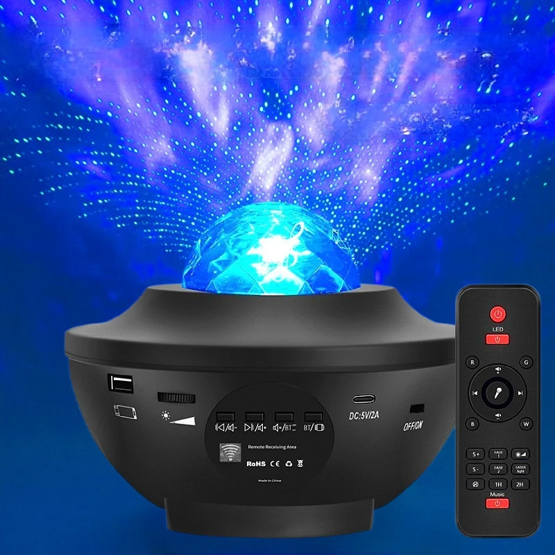 Headlamp remote control rotating Bluetooth music bowl lamp crystal aurora decorative atmosphere lamp nightlight