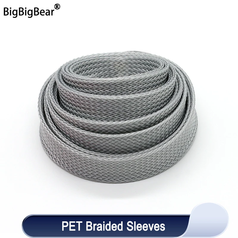 

1~50m PET Braid Sleeve Grey 2/4/6/8/10/12/14/16/20/25/30/35/40/50/60mm High Density Snake Skin Cable Wrap Sheath Braid For Wires