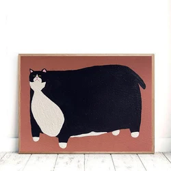 Funny American Fat Cat Art Posters Cute Pet Canvas Painting Prints Modern Animal Wall Pictures for Living Room Home Decoration
