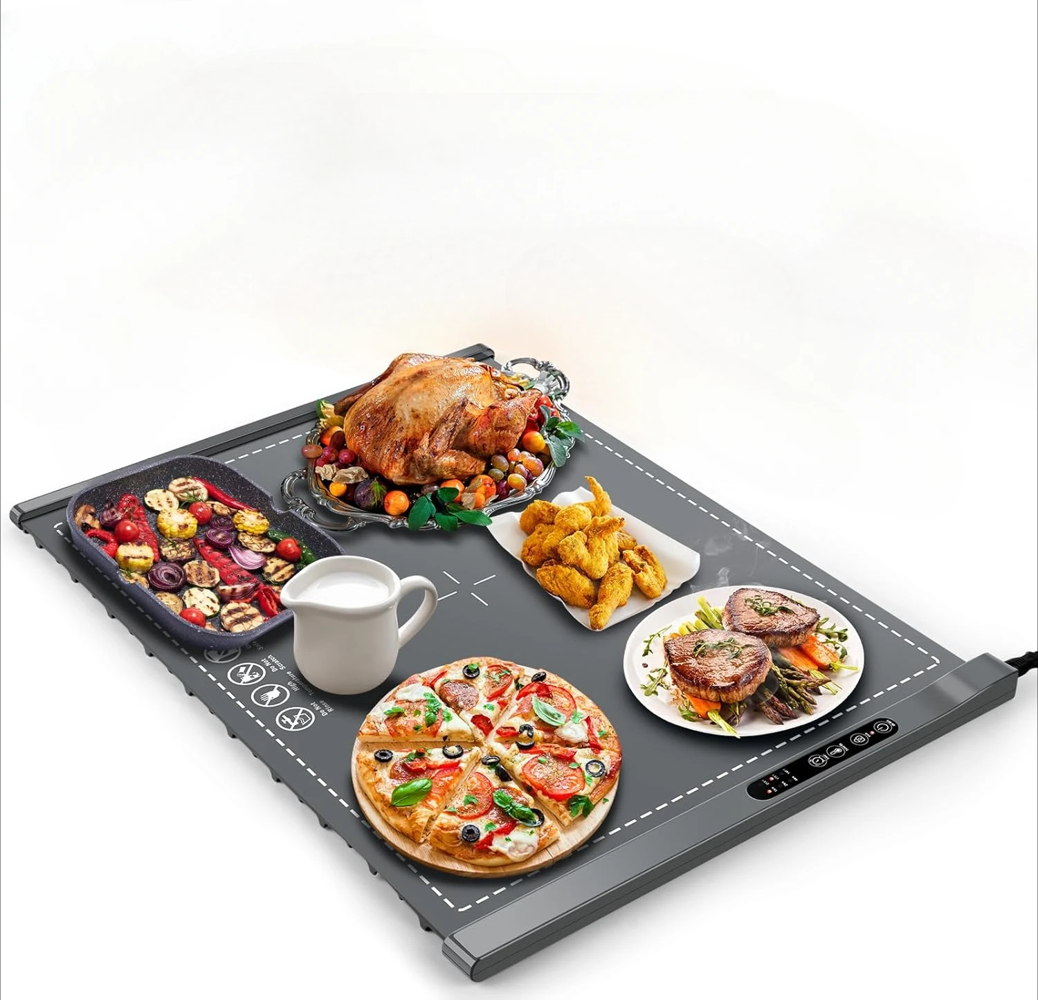 Food Warming Mat - Portable Party Buffet Electric Warming Tray, Foldable Food Warmer, Timed Off, Temperature Adjustable