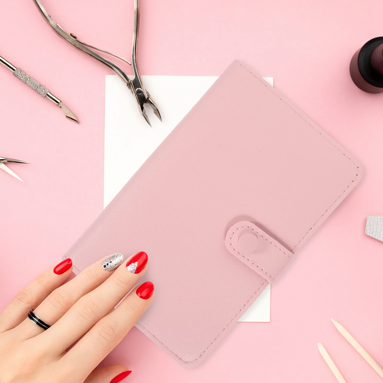 

37 Holes Nail Organizer Bag Manicure Tool Storage Compact Foldable Case for Nail Drill Bits Scissors Pushers Lightweight Carry