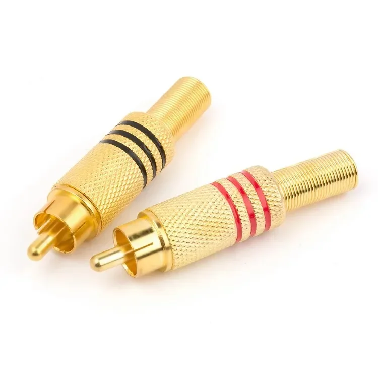 10PCS/Lot  RCA Connector Male jack Plug AV Plugs for PC Audio Vedio Welding DIY Parts Gold Red Black Metal Spring
