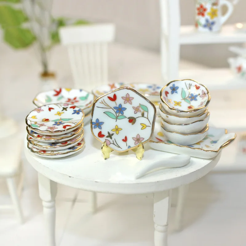 1/6 1/12 Doll House Model Furniture Accessories Mini Ceramic Tableware Set Plate Teapot Tray Bjd Ob11 Gsc Blyth Soldier Lol Toys