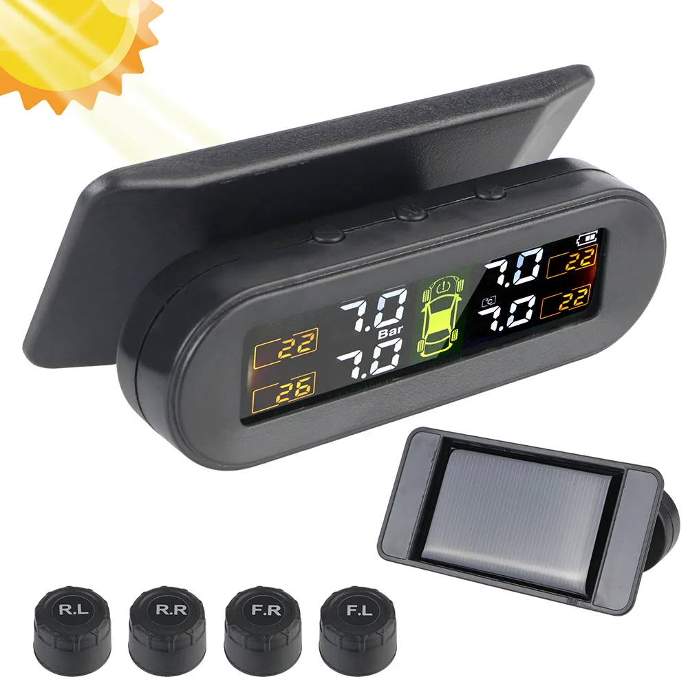 

Вращающийся держатель USB Solar TPMS 4 внешних датчика 0-3,5 бар цифровая система контроля давления в шинах монитор давления в автомобильных шинах