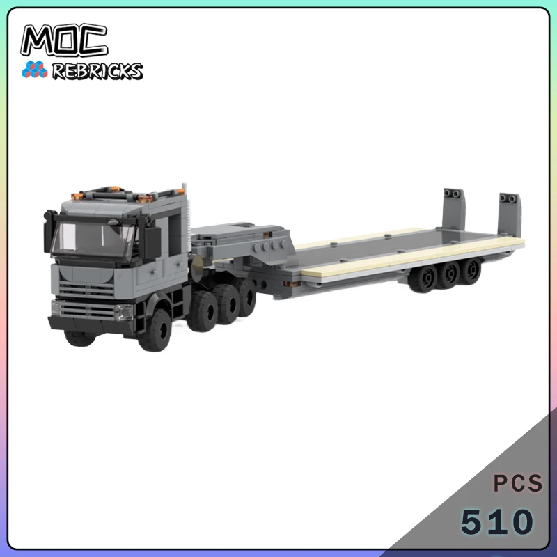 MOC Schwerlast-Militärpanzer-Transporter-Bausatz Übergroßes Logistikfahrzeug-Modell Geschenk für Erwachsene