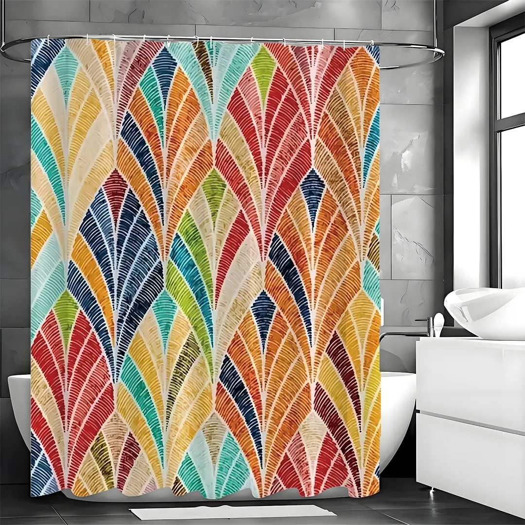 カラーラインの葉シャワーカーテン洗える汚れに強いシャワーヘッド防水ポリエステルバスカーテン家の装飾用