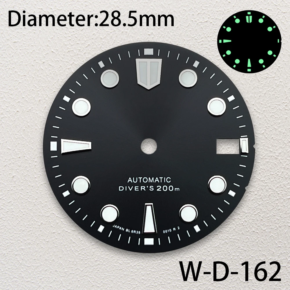 28.5mm S Logo Sunburst Dial Fit NH35/NH36 Japanese Movement Green Luminous High-Quality Diving Watch Modification Accessories