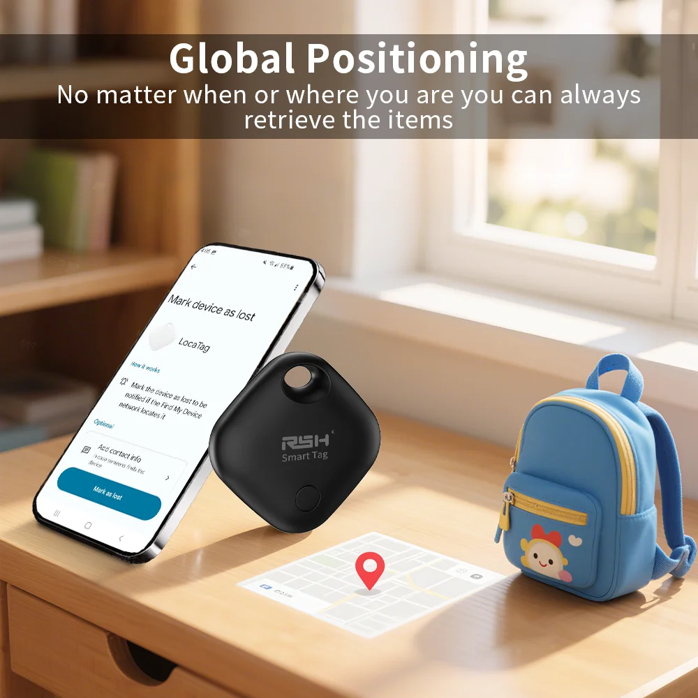 جهاز تتبع العناصر المنزلية القابل لإعادة الشحن بنظام تحديد المواقع العالمي، علامة Android الذكية عبر تطبيق Google's Find Hub Play Sound Finder