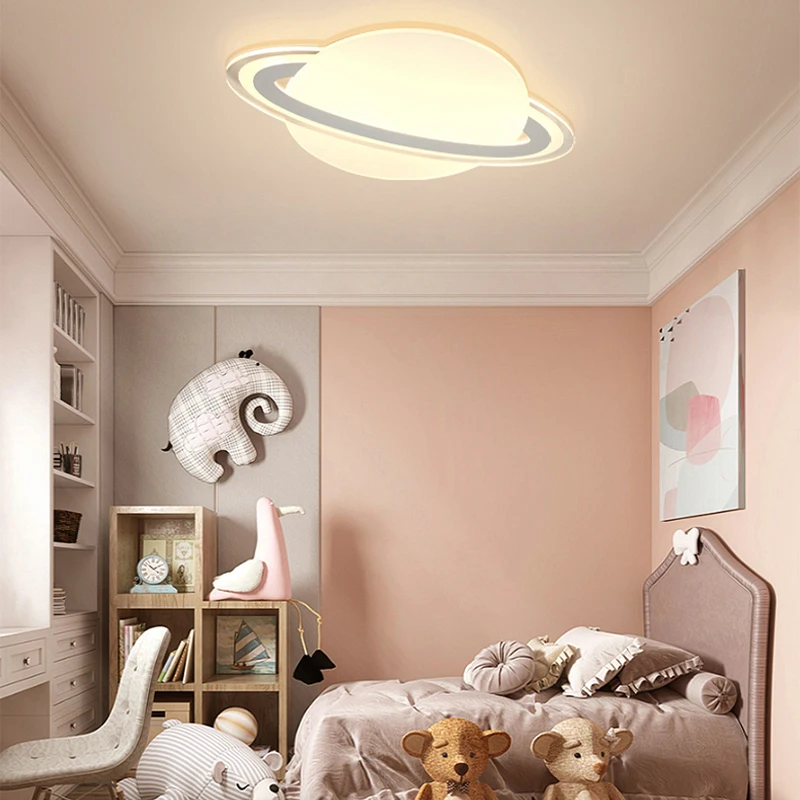 

Children's room lamp simple modern bedroom lamp boy and girl study ultra-thin elliptical cartoon planet led ceiling lamp