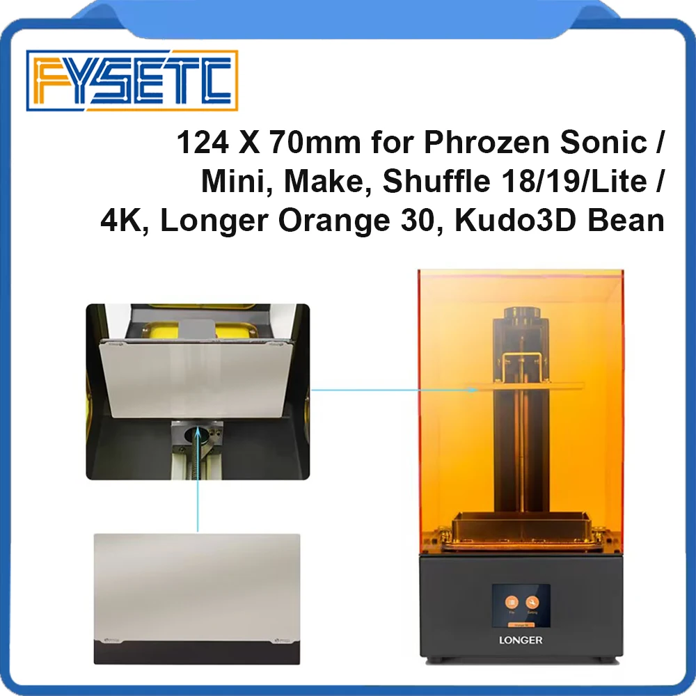 Fysetc 124X70Mm Veerstaal Flexibele Plaatplaat Magnetische Basis Voor Phrozen Sonic / Mini/Make/Shuffle 18/19/Lite/ 4K