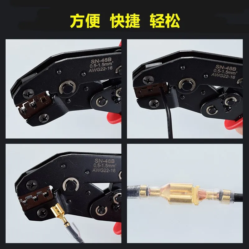900Pcs 2.8 4.8 6.3mm Spring Terminal Block with SN-48B Hand Crimping Tool for Cable Connection Electrical Accessories