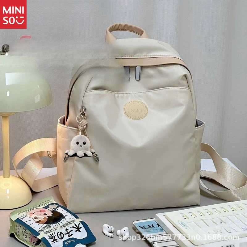 Miniso 2025 Women's Casual Canvas Bag, Versatile Commuter Tote & Backpack, Summer Shoulder Purse