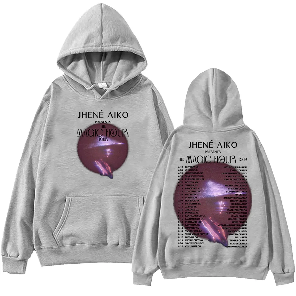 Jhene Aiko The Magic Hour เสื้อมีฮู้ดสำหรับทัวร์2024ใส่ได้ทั้งชายและหญิงเสื้อฮาราจูกุแบบสวมหัวแขนยาวมีฮู้ดมีของขวัญสำหรับแฟนๆ