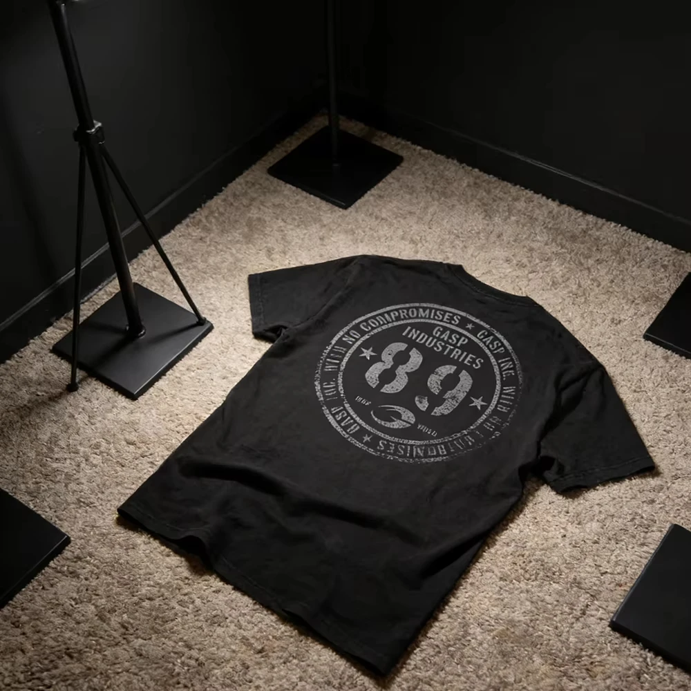 2026  new  Vintage Circular Seal Badge Graphic T-Shirt, Distressed Number Back Print Short Sleeve Tee