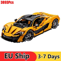 3893pcs Car Building Blocks Yellow Sports Car Assembly Brick Model Toys For Adults And Kids Christmas Gifts Compatible 42172