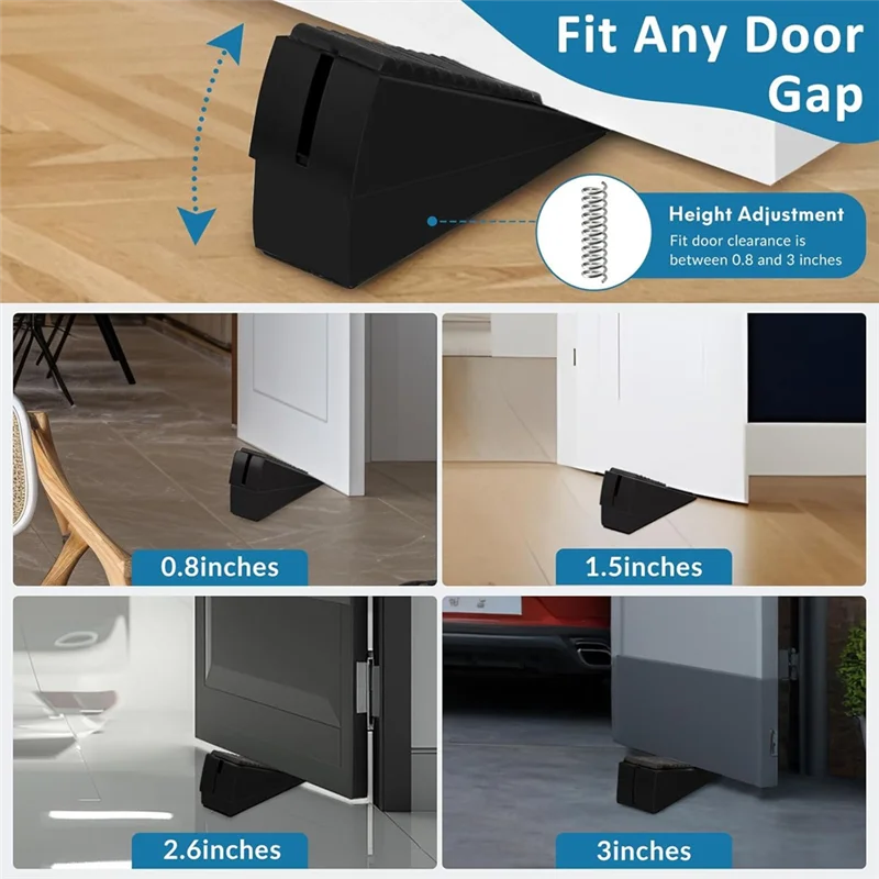 

AFOURT-сверхмощный дверной стопор, 2 шт., регулируемый пружинный большой дверной стопор, высокие дверные клиновые стопоры 3 дюйма для нижней части двери