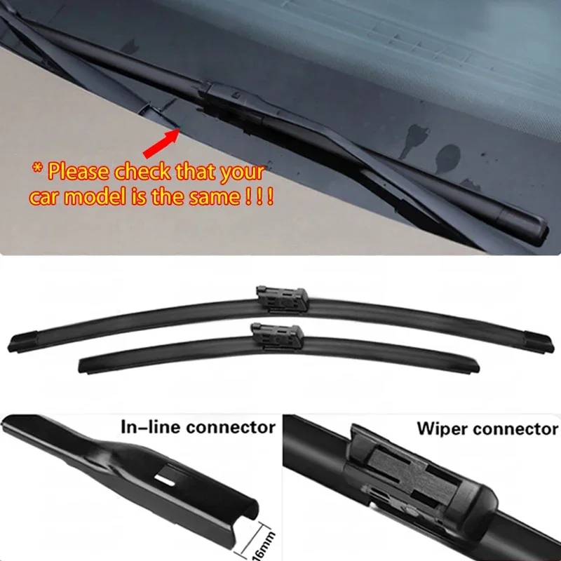 VW T-Roc 2017-2024（2023、2022、2021、2020）用フロントワイパーブレードセット、フロントガラス/ウィンドスクリーン/ウィンドウ用レインブラシ、26インチ+20インチ