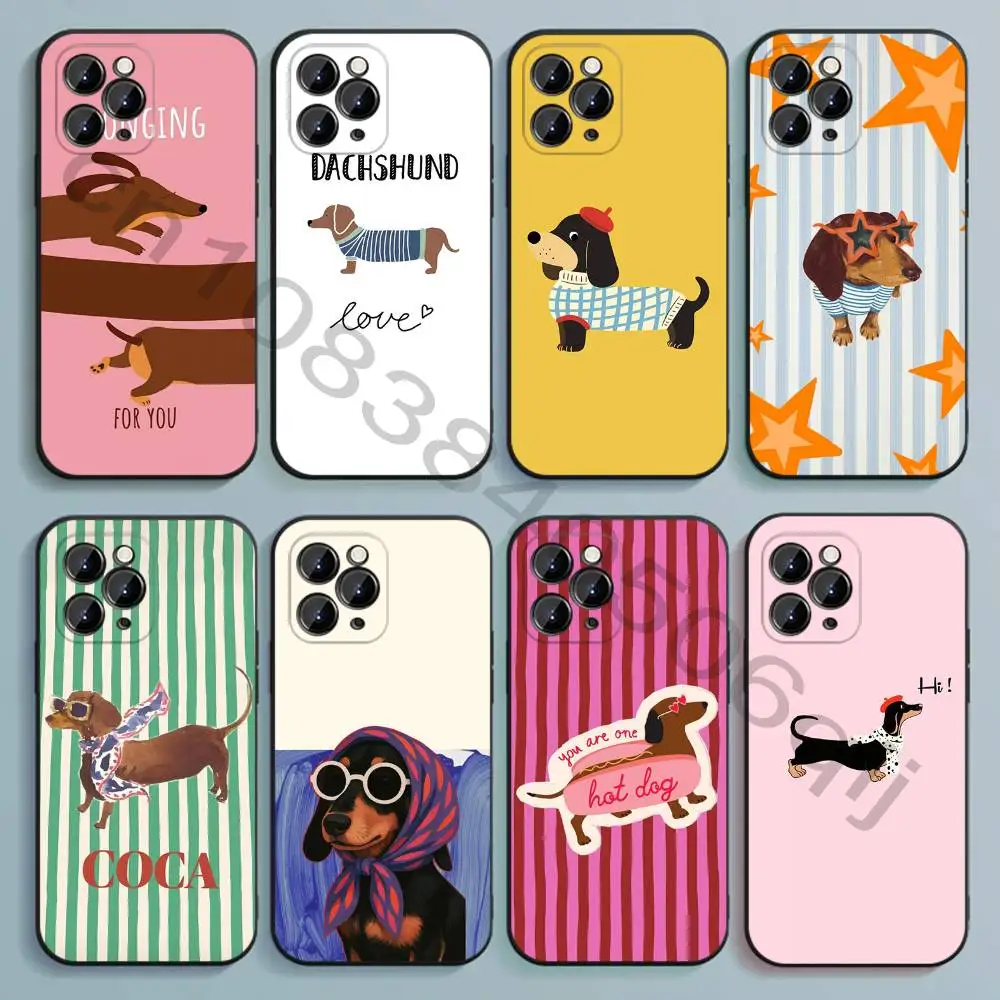 

Dachshund Black Soft TPU Phone Case For iPhone 17 16 15 14 13 12 11 Pro Max Mini Plus E Shell Printed