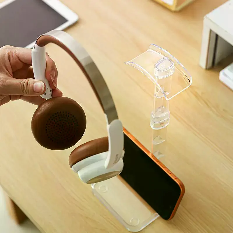 1pc Headphone Stand With Base Universal Headphone Stand Hanger Transparent Headset Storage Rack Multi-Function Detachable Stand