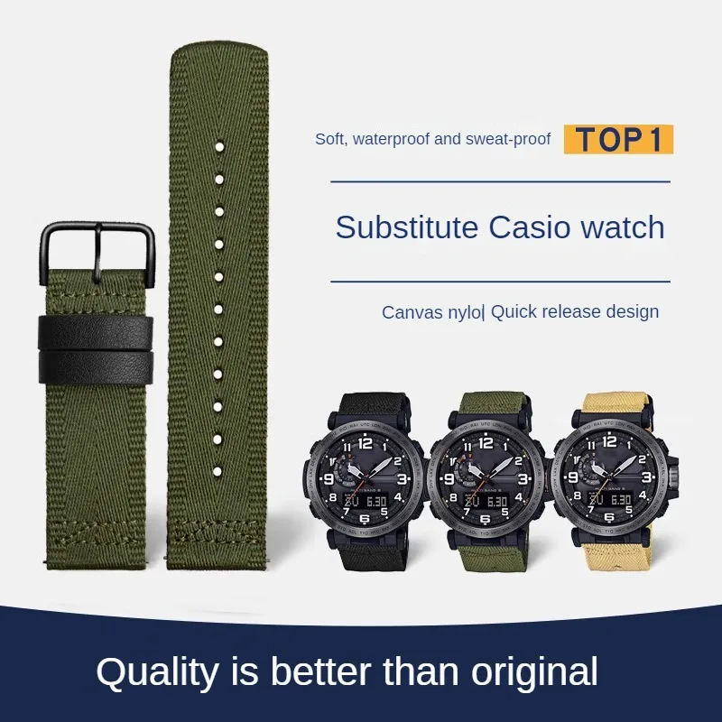 

Nylon Watch Strap Substitute Mountaineering PRG-600YB PRW-6600 PRG-650 Series Men Canvas Watchband With Flat Interface With 24mm