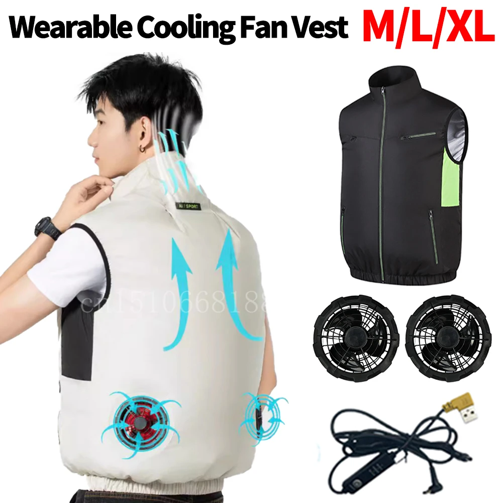 

Охлаждающий жилет, носимый охлаждающий жилет с вентилятором, термостойкая одежда с кондиционером, охлаждение для работников, летний кемпинг, рыбалка, охлаждение